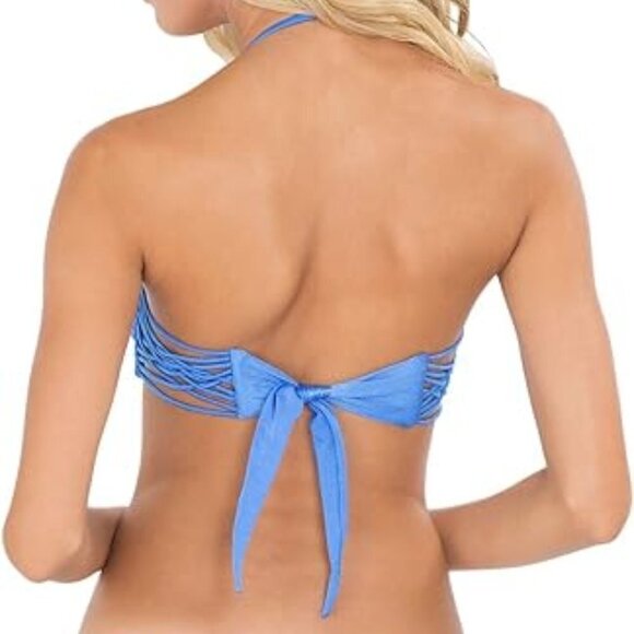 Luli Fama Women's Cuba Libre Crisscross Tassel Bandeau Bikini Top Size: XL - Picture 4 of 4